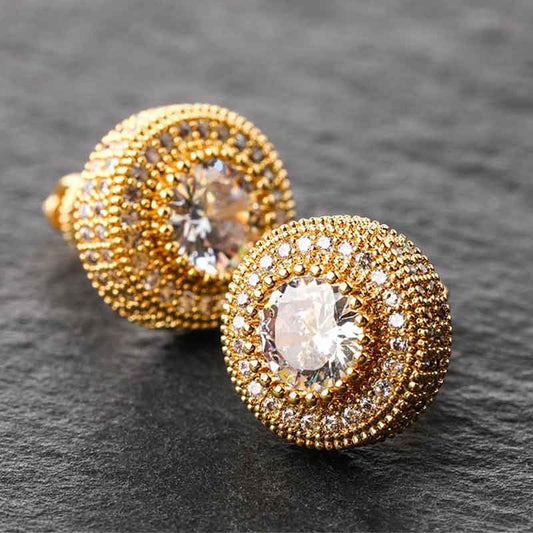 Iced Round Full Drill Stud Earrings