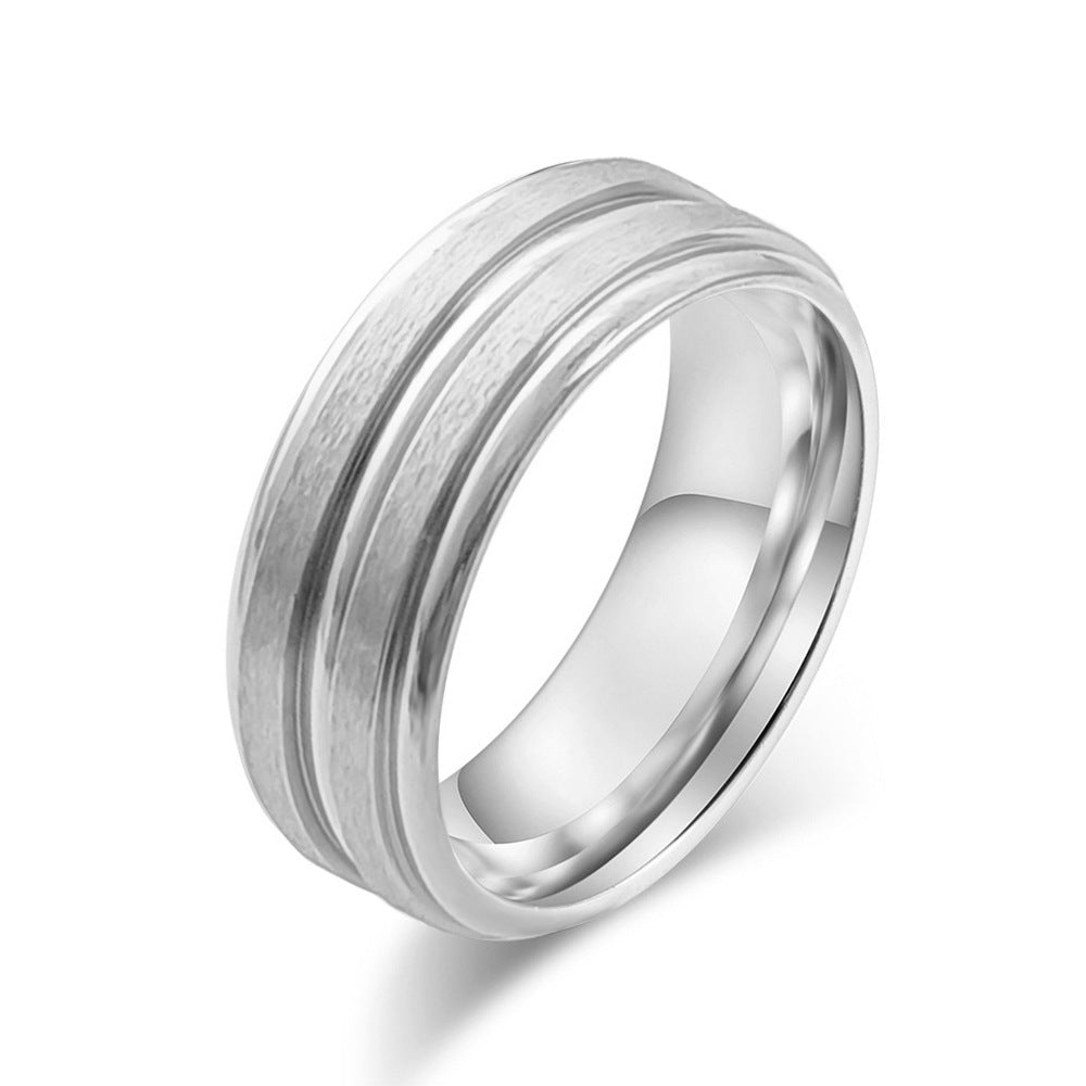 8mm Frosted Stainless Steel Ring