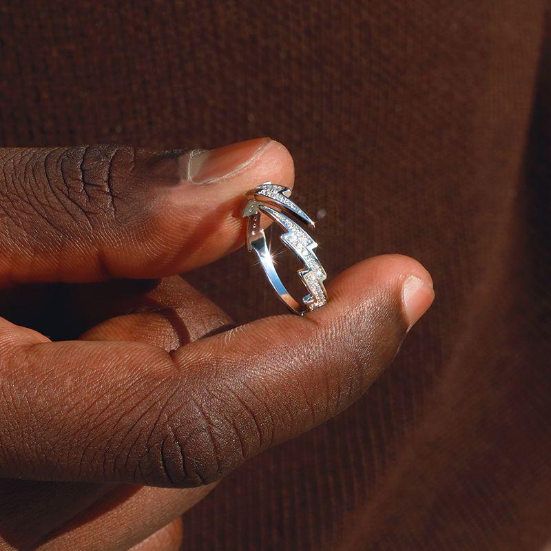 Iced Lightning Open Ring