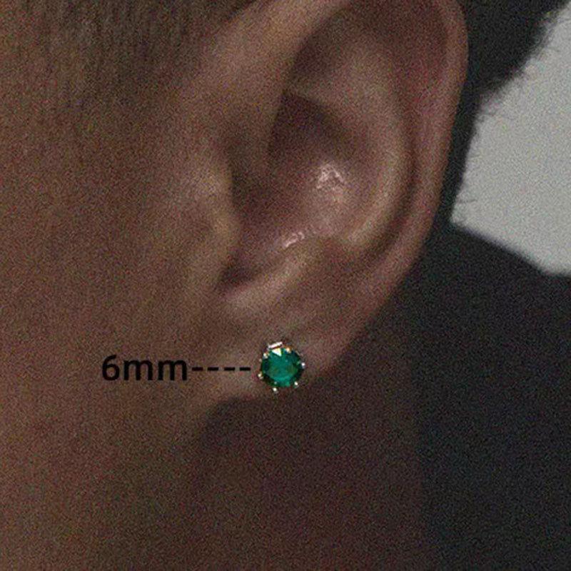 6mm/ 8mm Green Round Cut Stud Earring