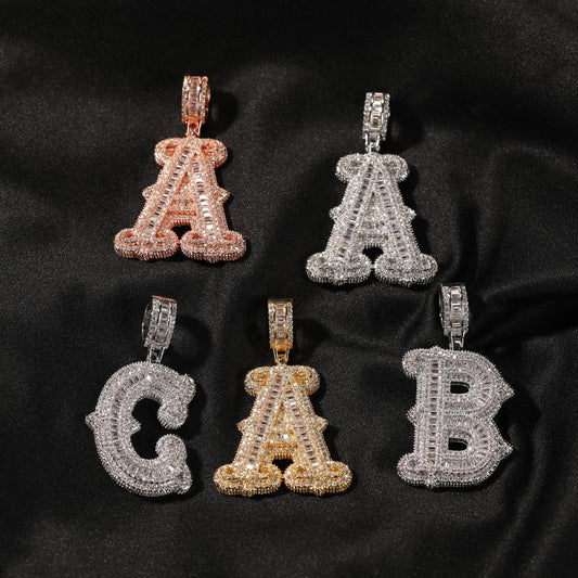 Iced Baguette Spiny Letters Pendant