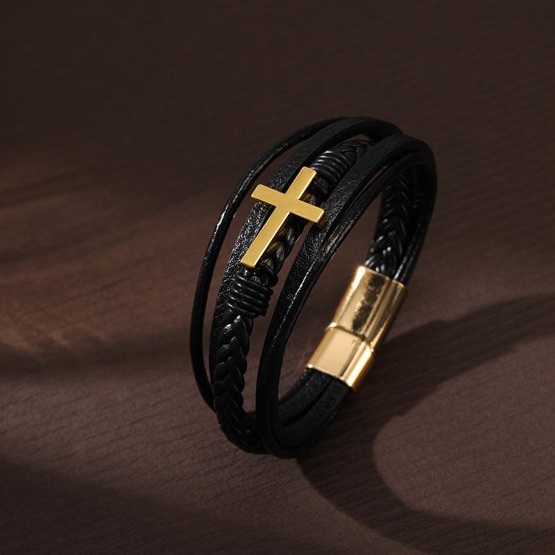 3Pcs Cross Leather Bracelet