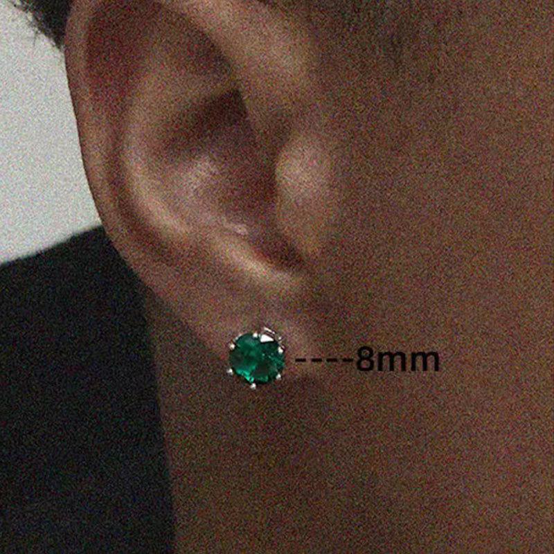 6mm/ 8mm Green Round Cut Stud Earring