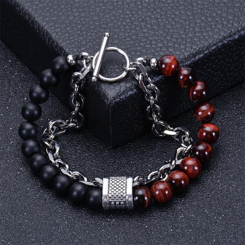 Natural Healing Stone Bead Chain Layer Bracelet