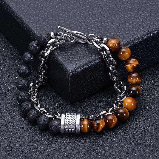 Natural Healing Stone Bead Chain Layer Bracelet