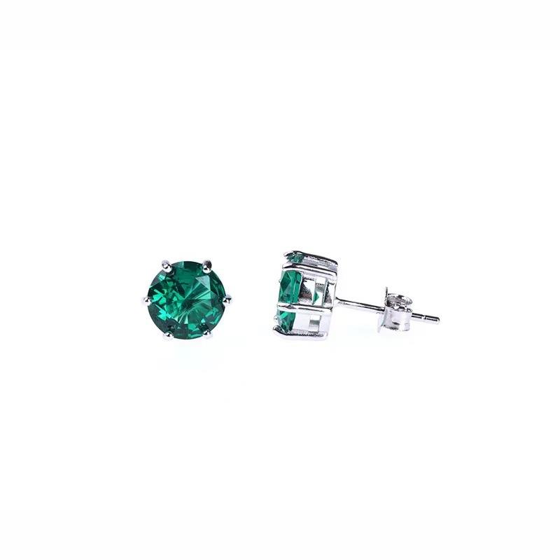 6mm/ 8mm Green Round Cut Stud Earring