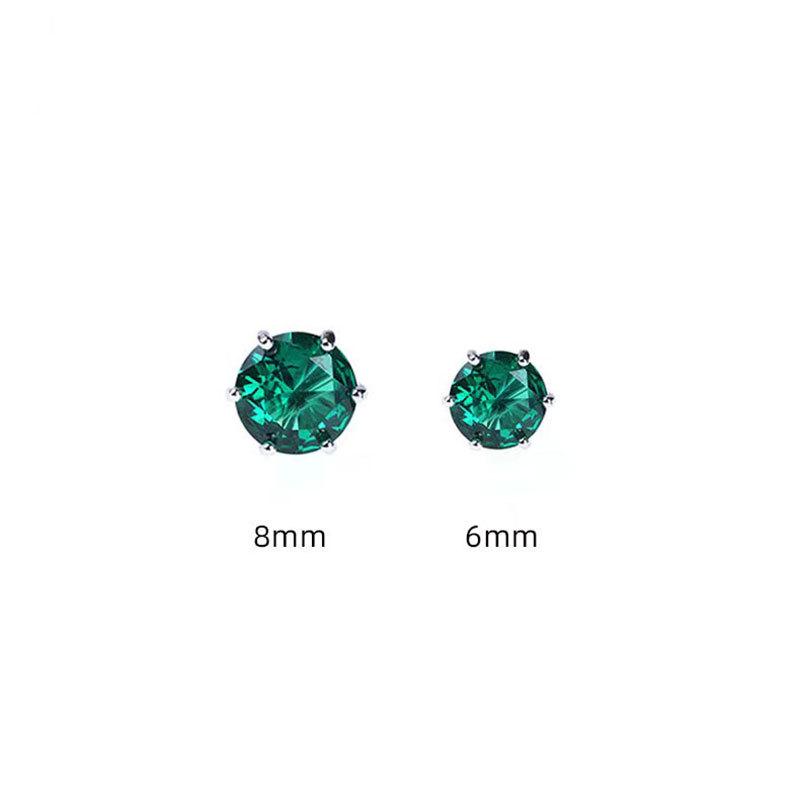 6mm/ 8mm Green Round Cut Stud Earring