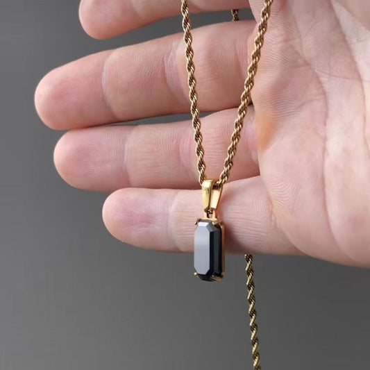 Rectangular Black Gem Pendant