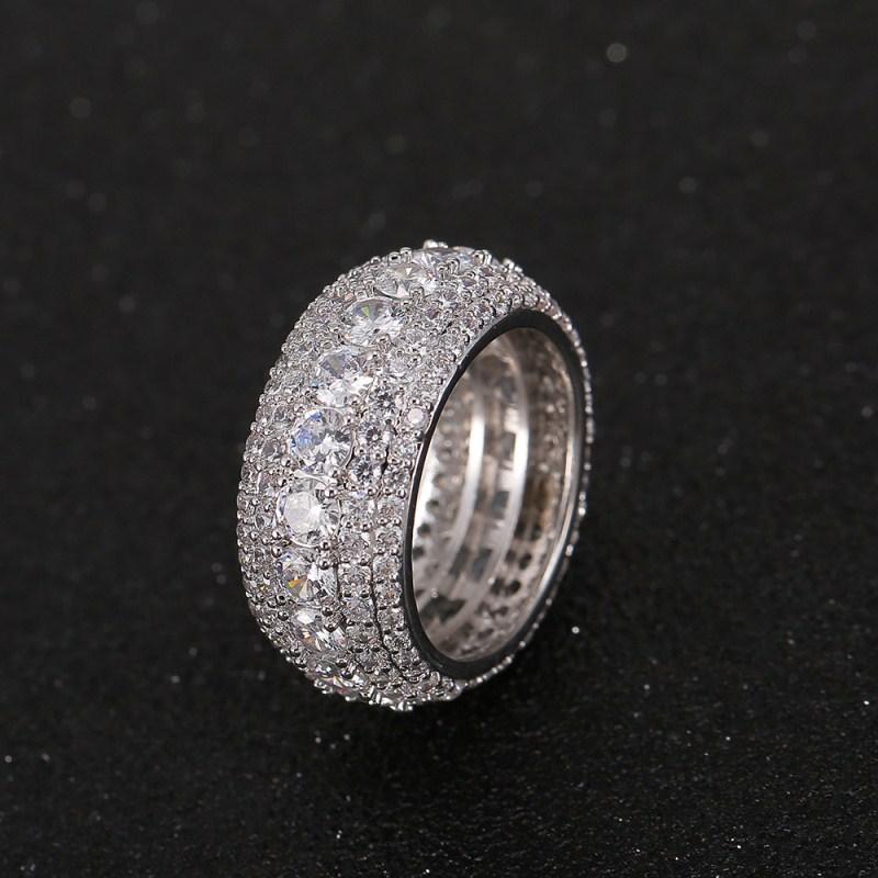 Men's Iced Round Cut Band Ring