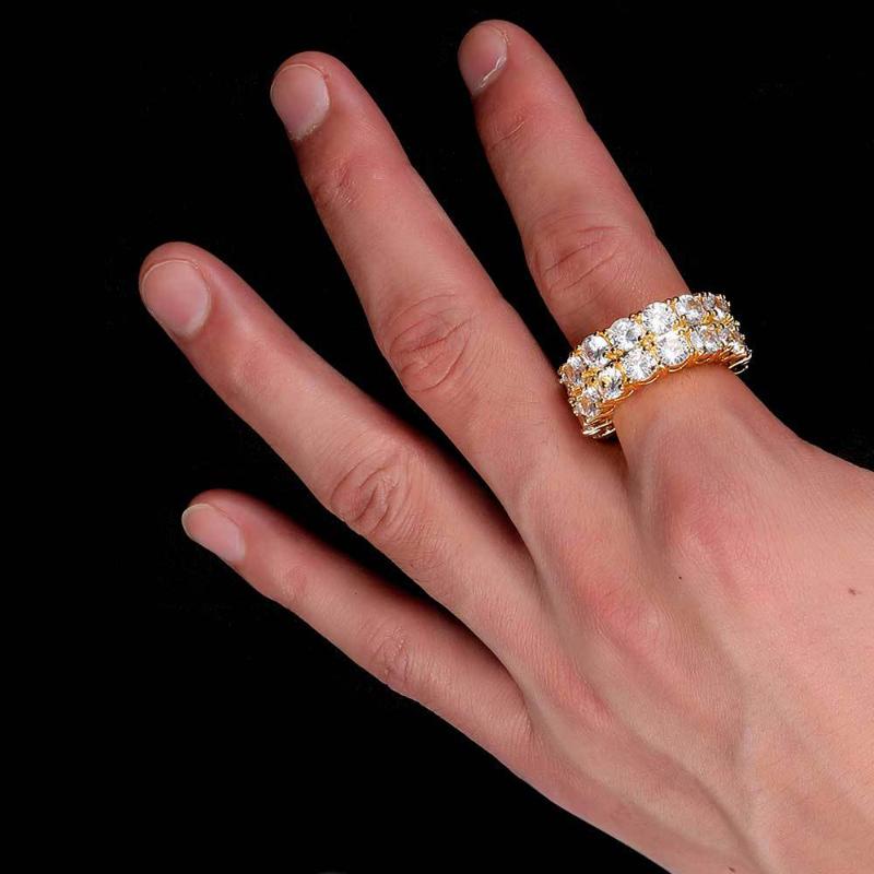 Iced Round Cut Double Band Ring