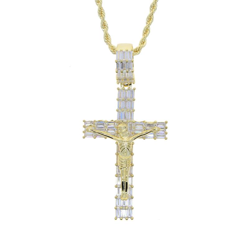 Iced Baguette Jesus Cross Pendant