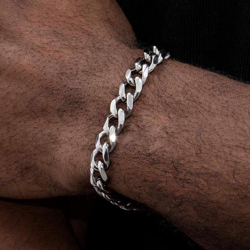 4/5/6/7/8/9mm Diamond-Cut Stainless Steel Cuban Bracelet