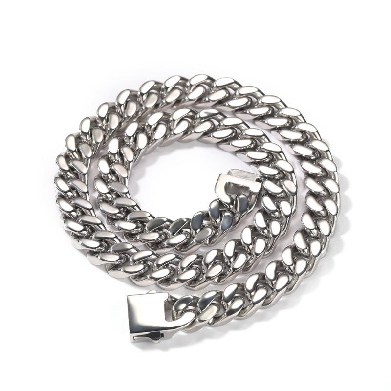 12mm Polished Spring Buckle Cuban Chain