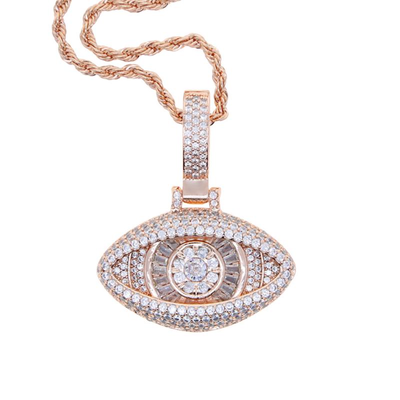 Iced Baguette & Round Big Eyes Pendant