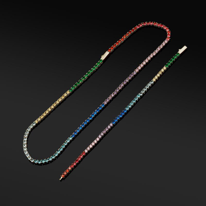 3mm Iced Colorblock Tennis Chain