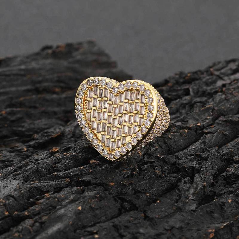 Iced Baguette Heart Ring