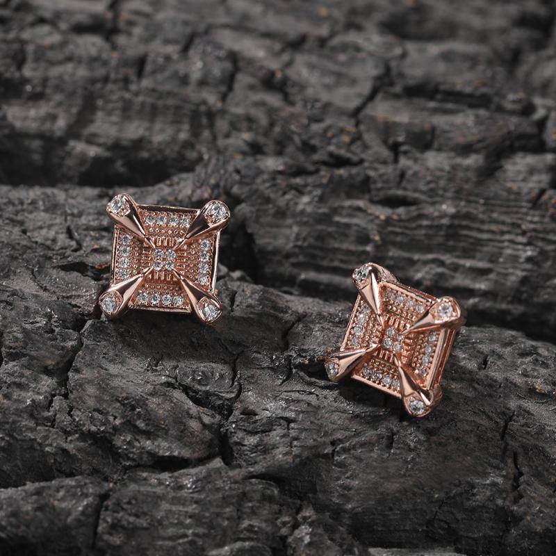 Dragon Claw Square Diamond Stud Earrings