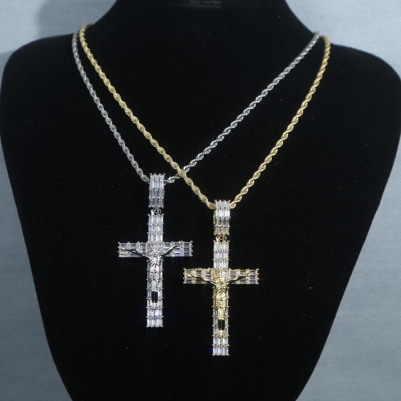 Iced Baguette Jesus Cross Pendant