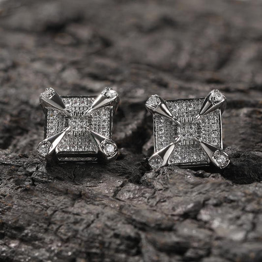 Dragon Claw Square Diamond Stud Earrings