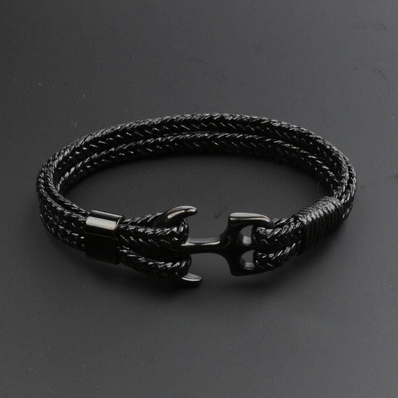 Braided Leather Anchor Bracelet