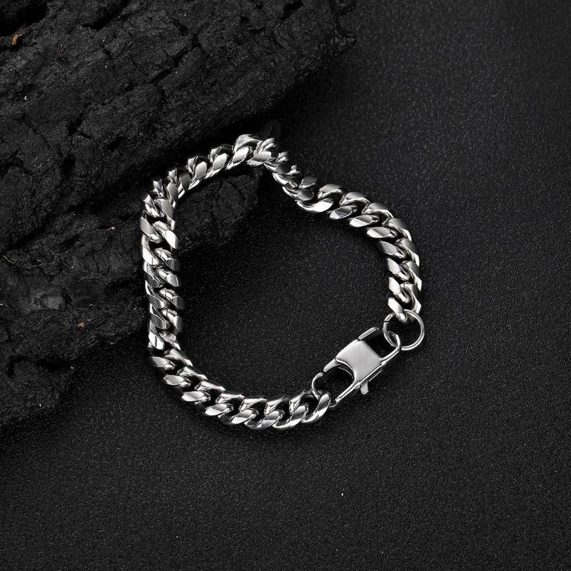 4/5/6/7/8/9mm Diamond-Cut Stainless Steel Cuban Bracelet