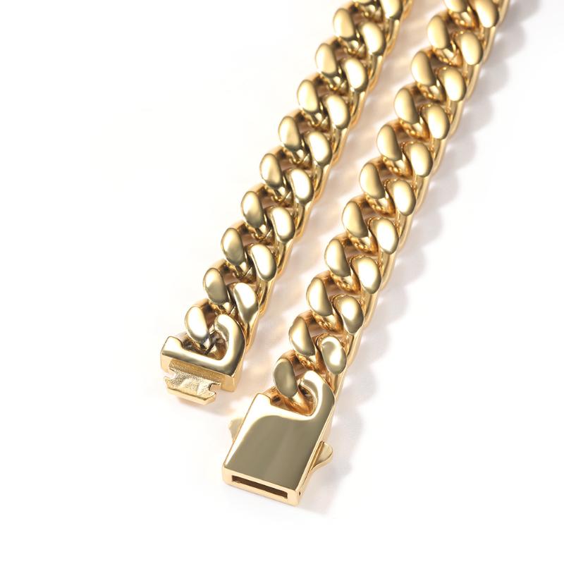 12mm Polished Spring Buckle Cuban Chain