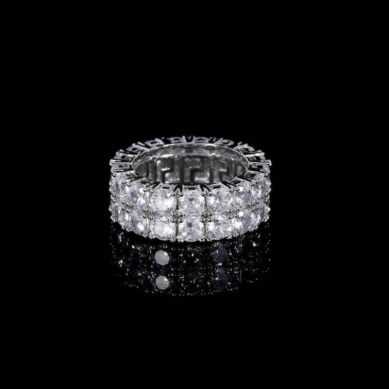 Iced Round Cut Double Band Ring