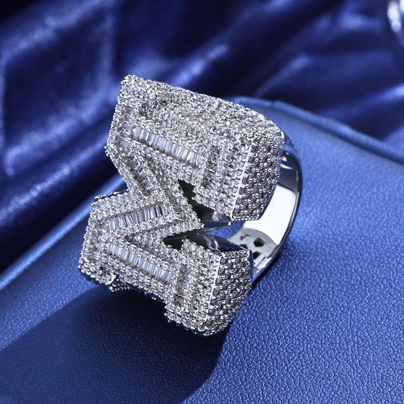 Iced Baguette Letter M Ring