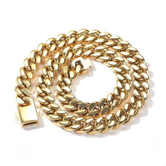 12mm Polished Spring Buckle Cuban Chain