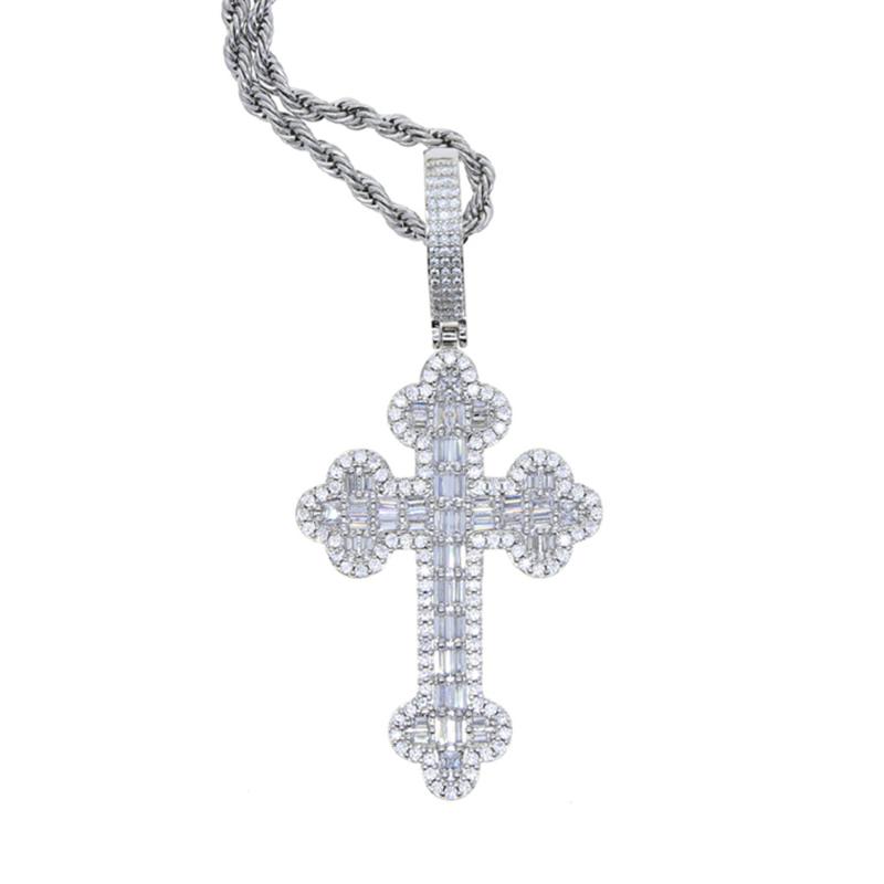 Iced Cloud Cross Pendant