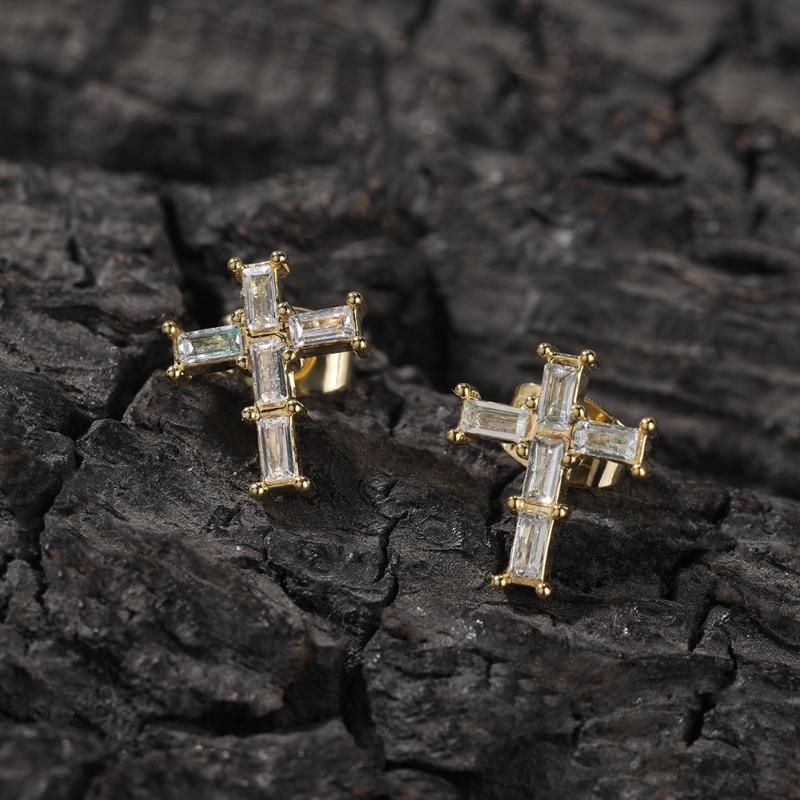 Fashion Baguette Cross Earrings