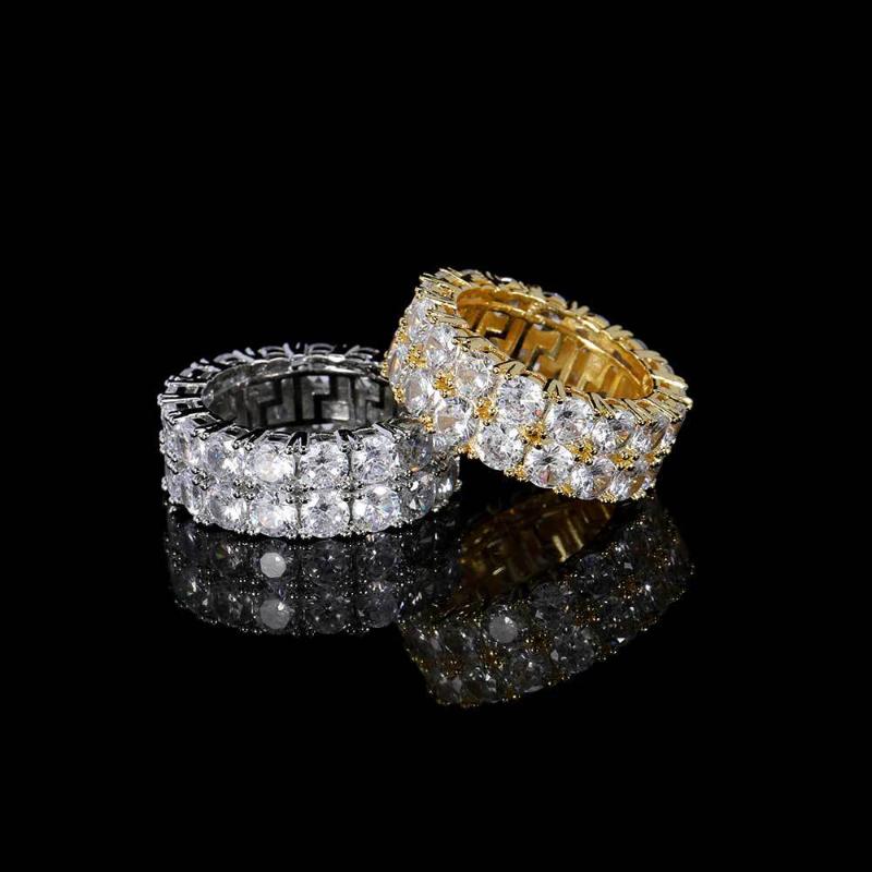 Iced Round Cut Double Band Ring