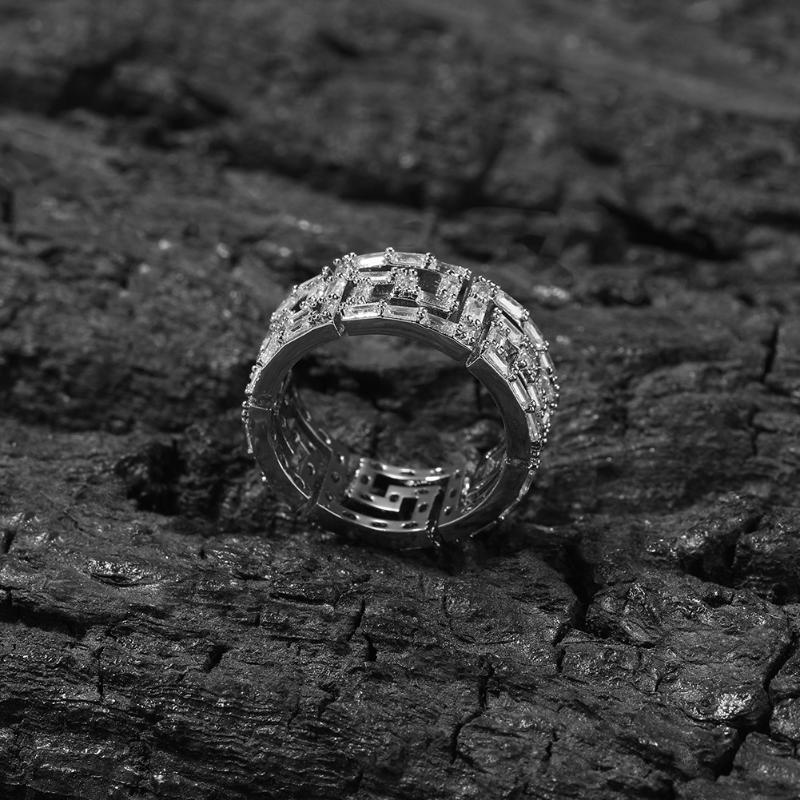 Iced Baguette Meander Band Ring