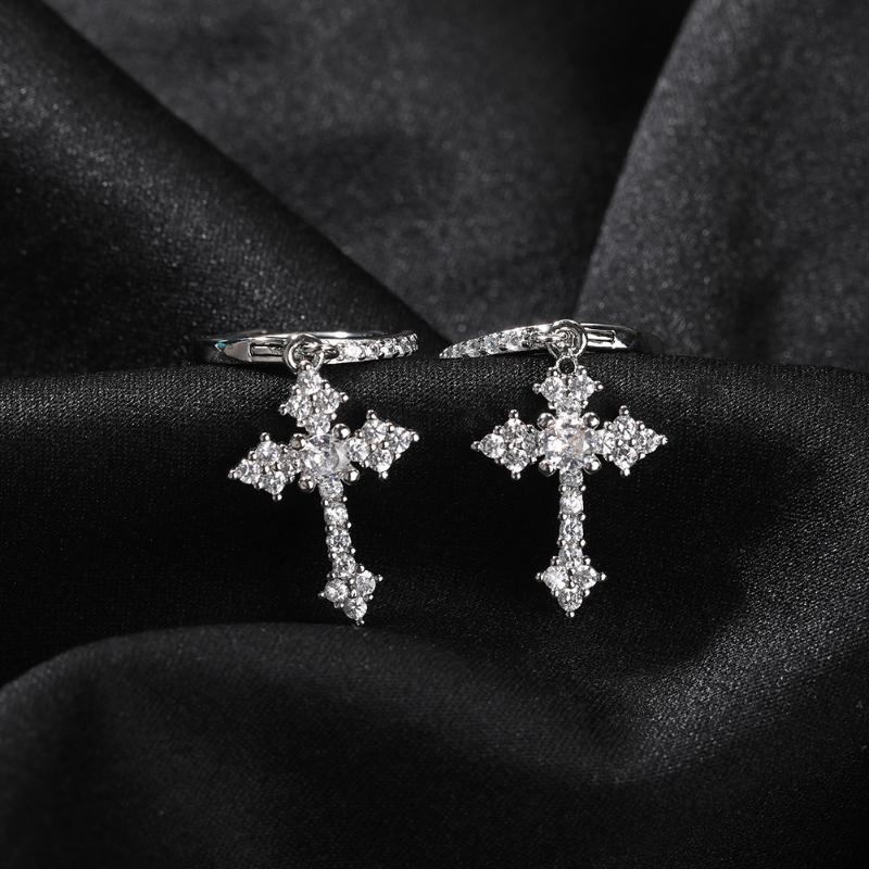 Iced Cross Hoop Earrings