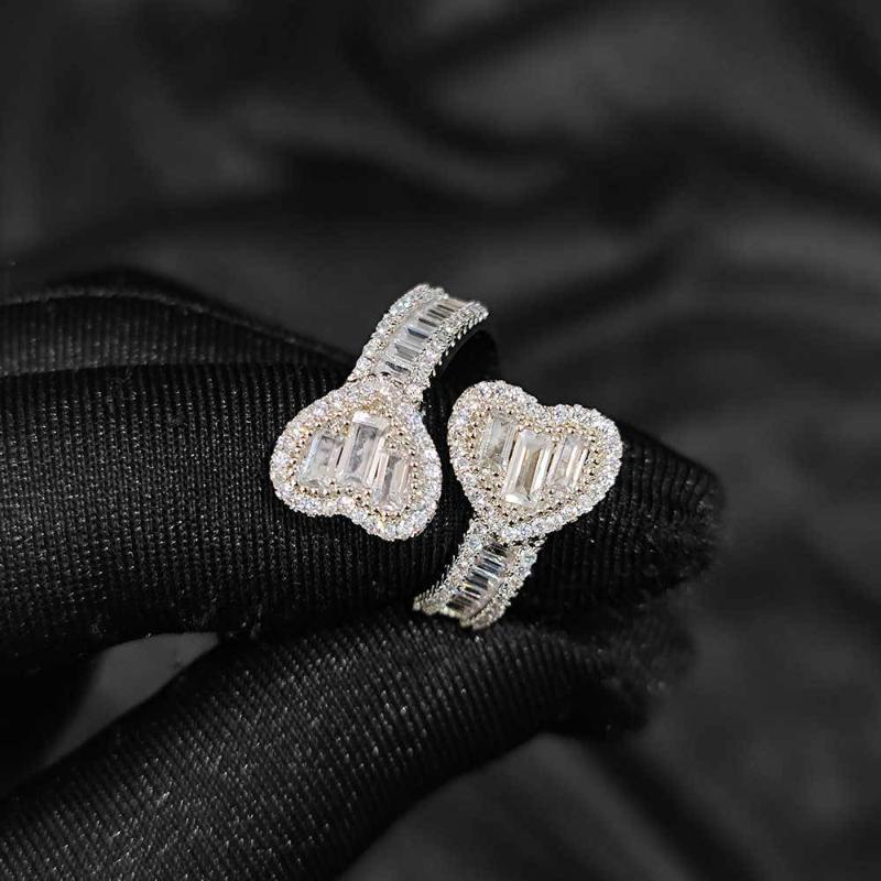 Iced Baguette & Round Cut Heart Ring