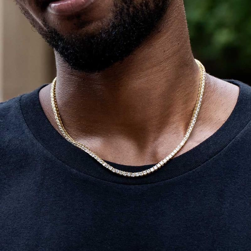 3mm Tennis 18K White/ Yellow Gold Chain