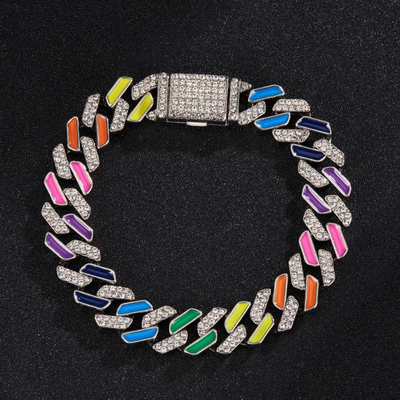 Colorful Drop Glue Diamond Cuban Bracelet