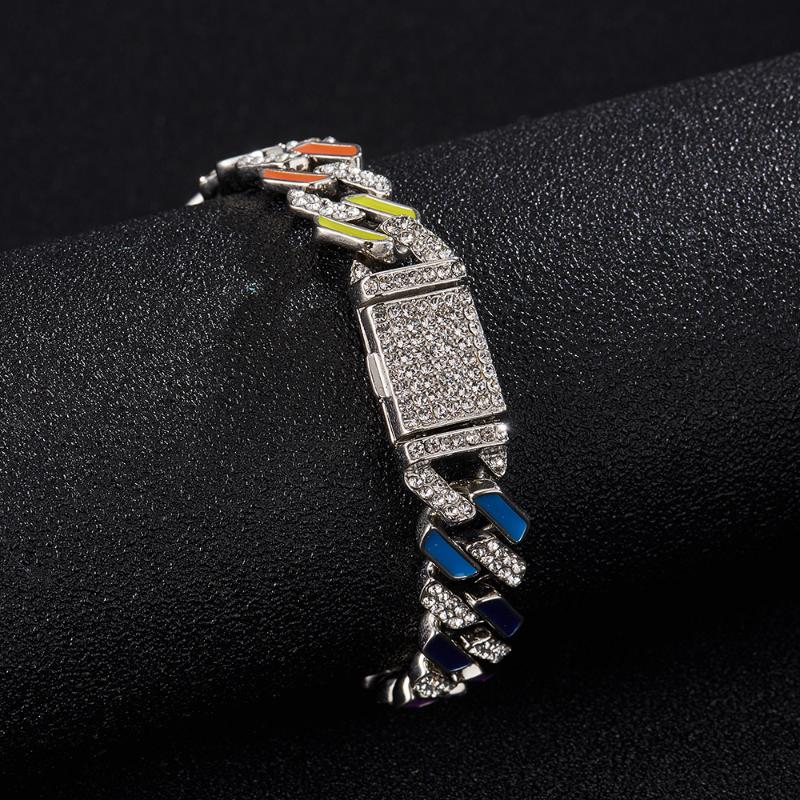 Colorful Drop Glue Diamond Cuban Bracelet