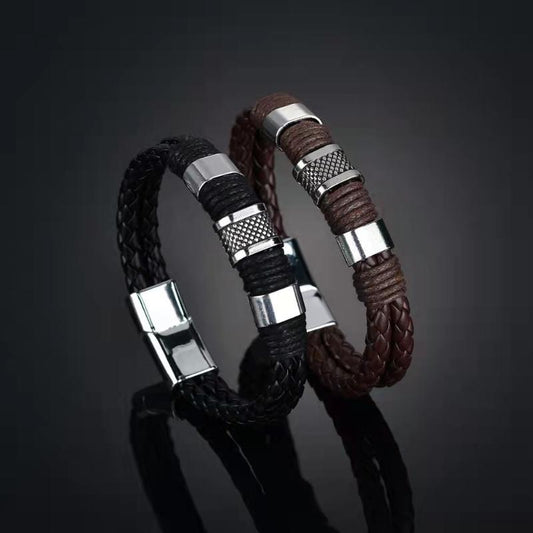 Vintage Men's Cowhide Magnet Buckle Bracelet