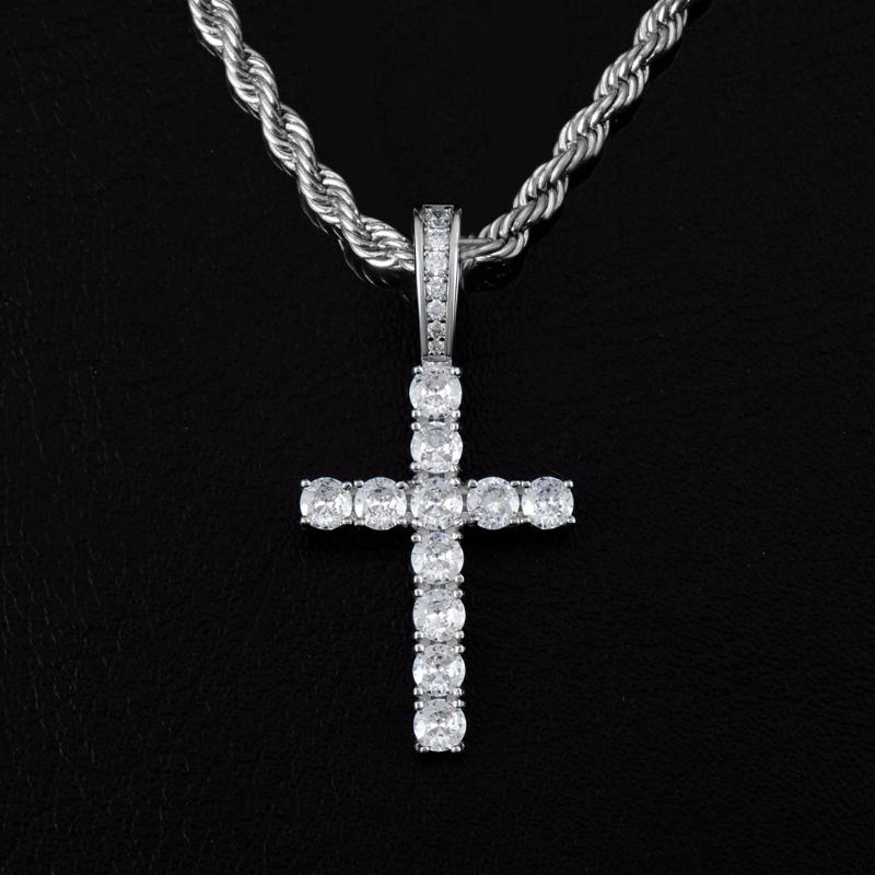 Iced Round Cut Cross Pendant