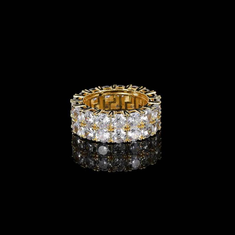 Iced Round Cut Double Band Ring