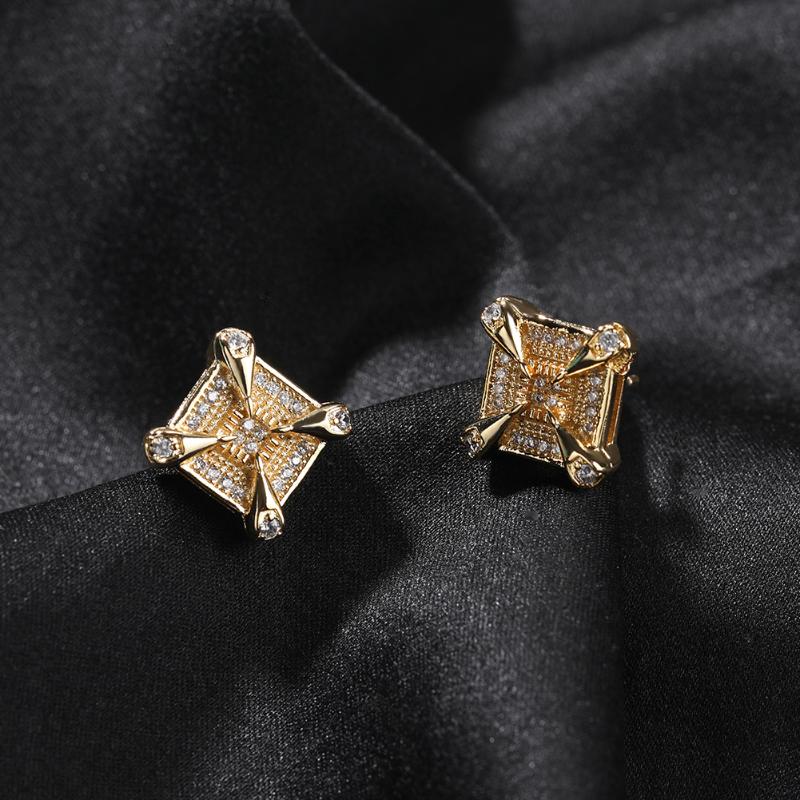 Dragon Claw Square Diamond Stud Earrings