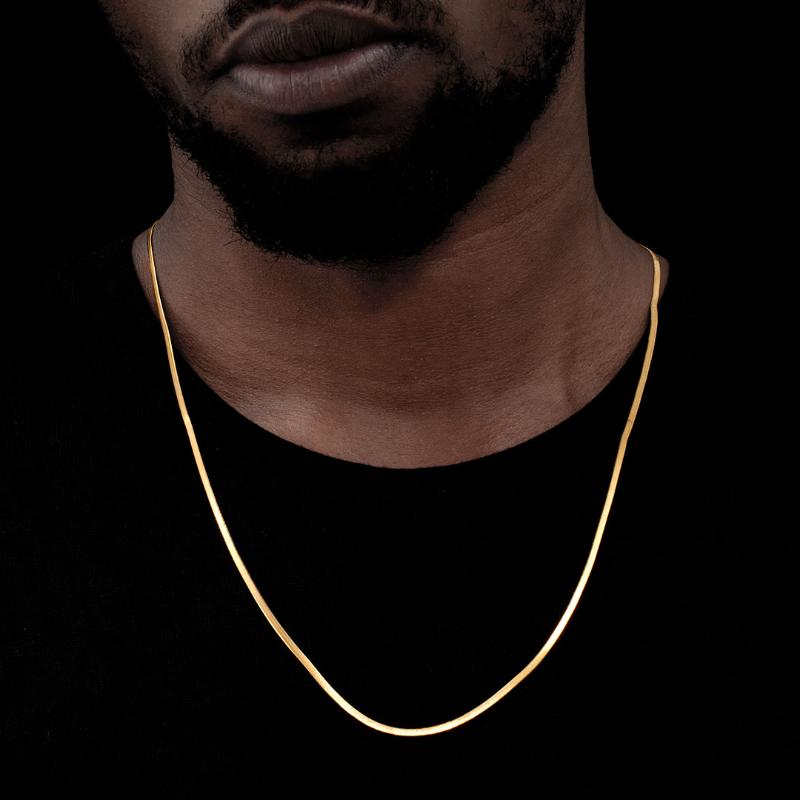 2mm Herringbone Chain in Gold