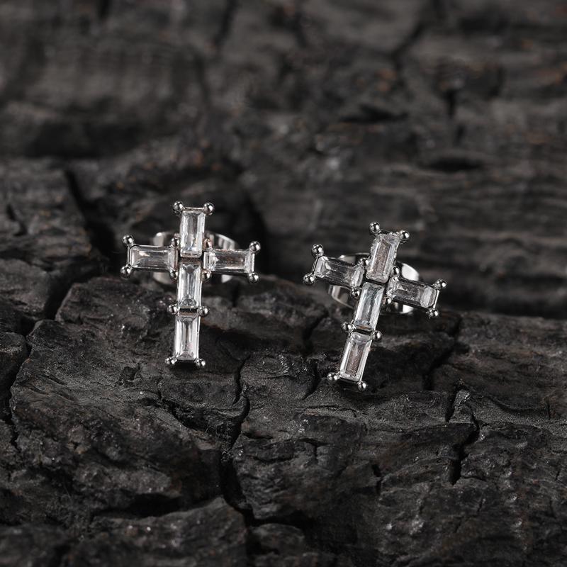 Fashion Baguette Cross Earrings