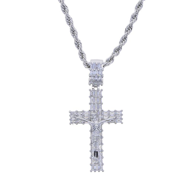 Iced Baguette Jesus Cross Pendant