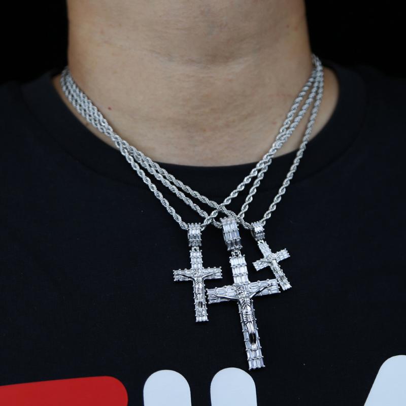 Iced Baguette Jesus Cross Pendant